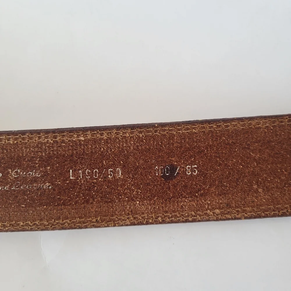 Conveyor women's belt tan cognac genuine leather brass buckle Italy